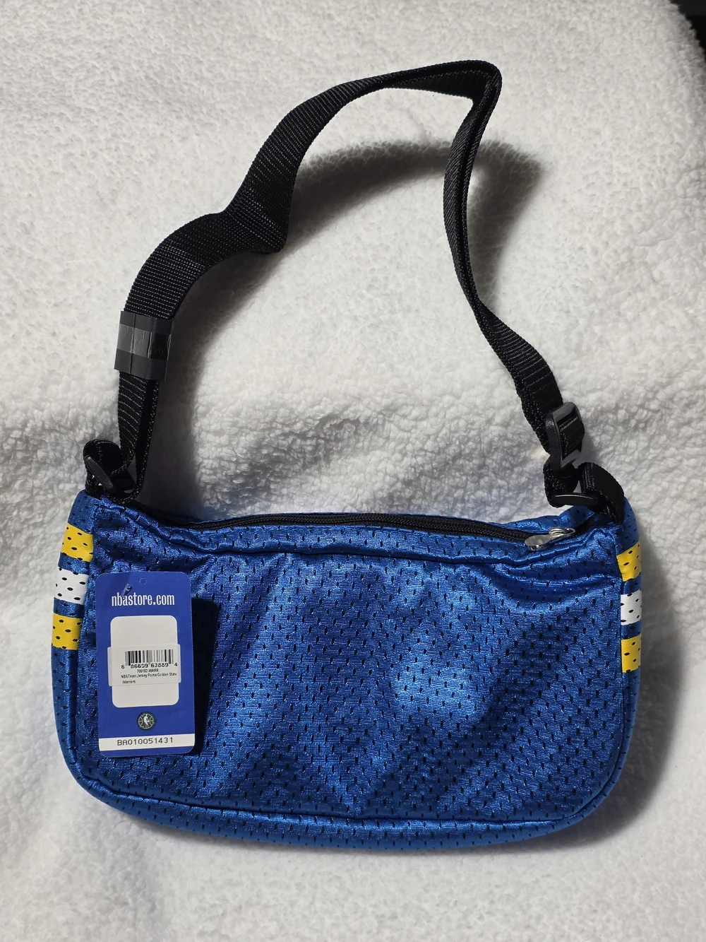Golden State Warriors Blue Mesh Jersey Style Material Zipper Shoulder Bag.